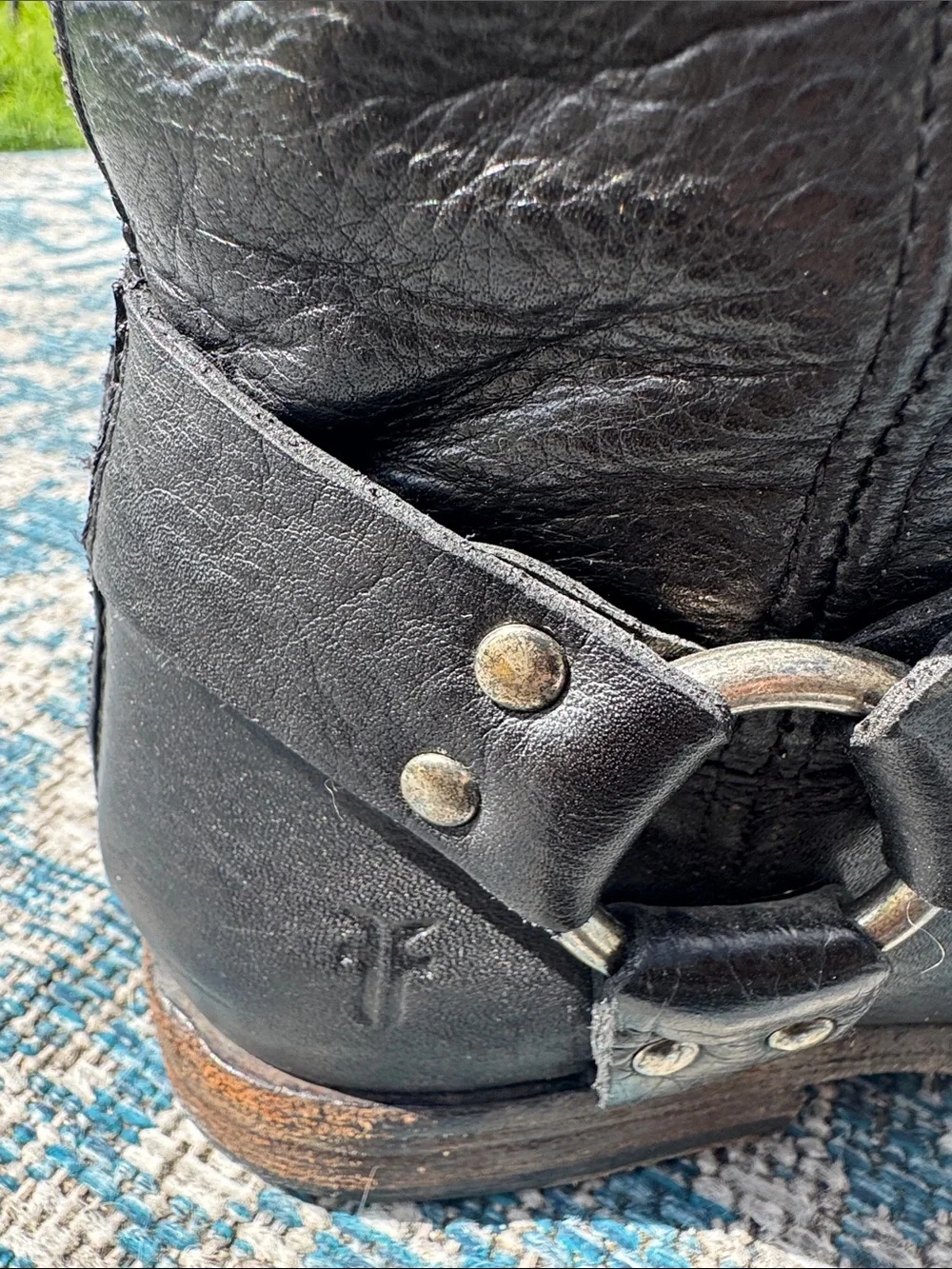 FRye Phillip Harness Classic Black Leather Riding Boots - Picture 3 of 9